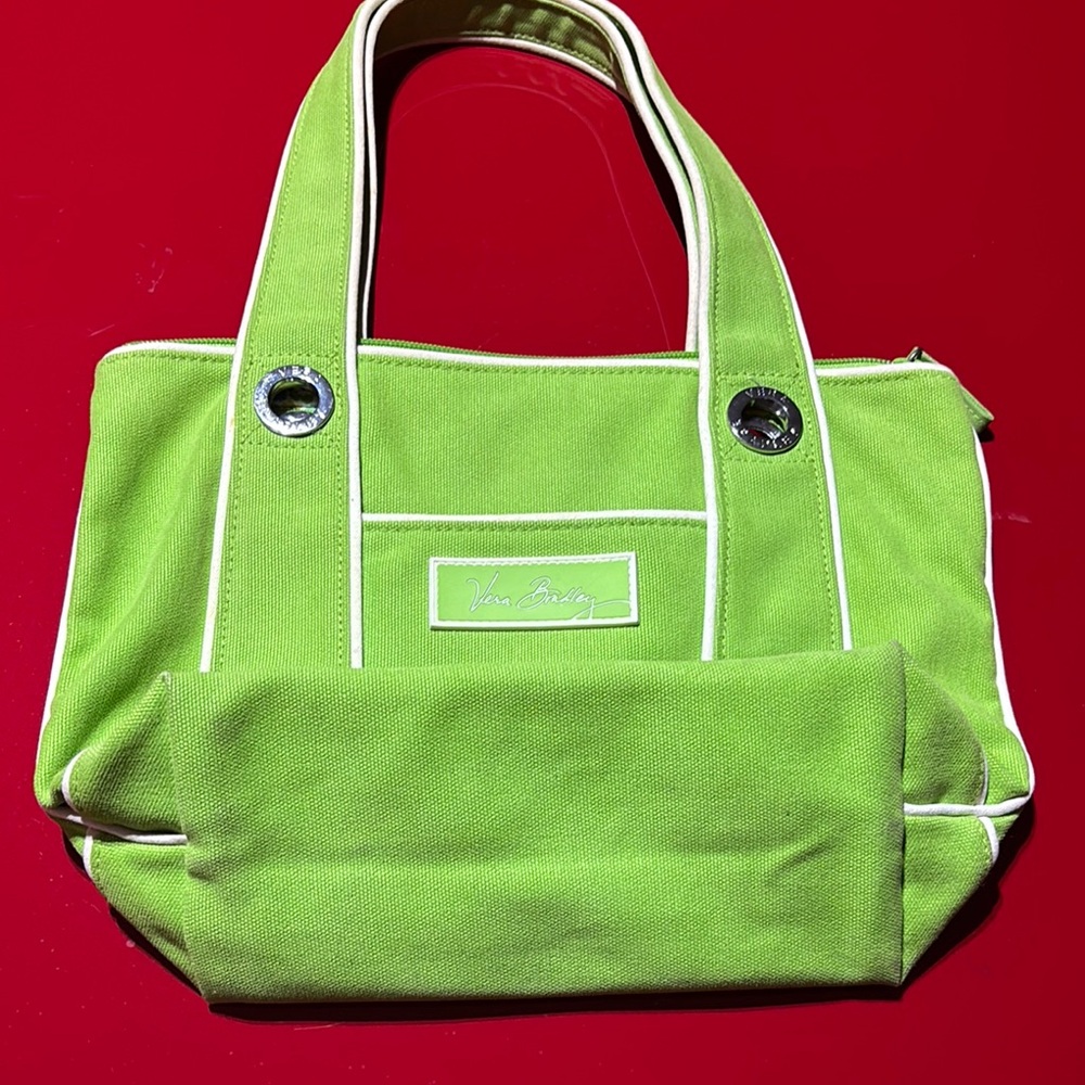 Vera Bradley Green Tote Bag with Silver Accents